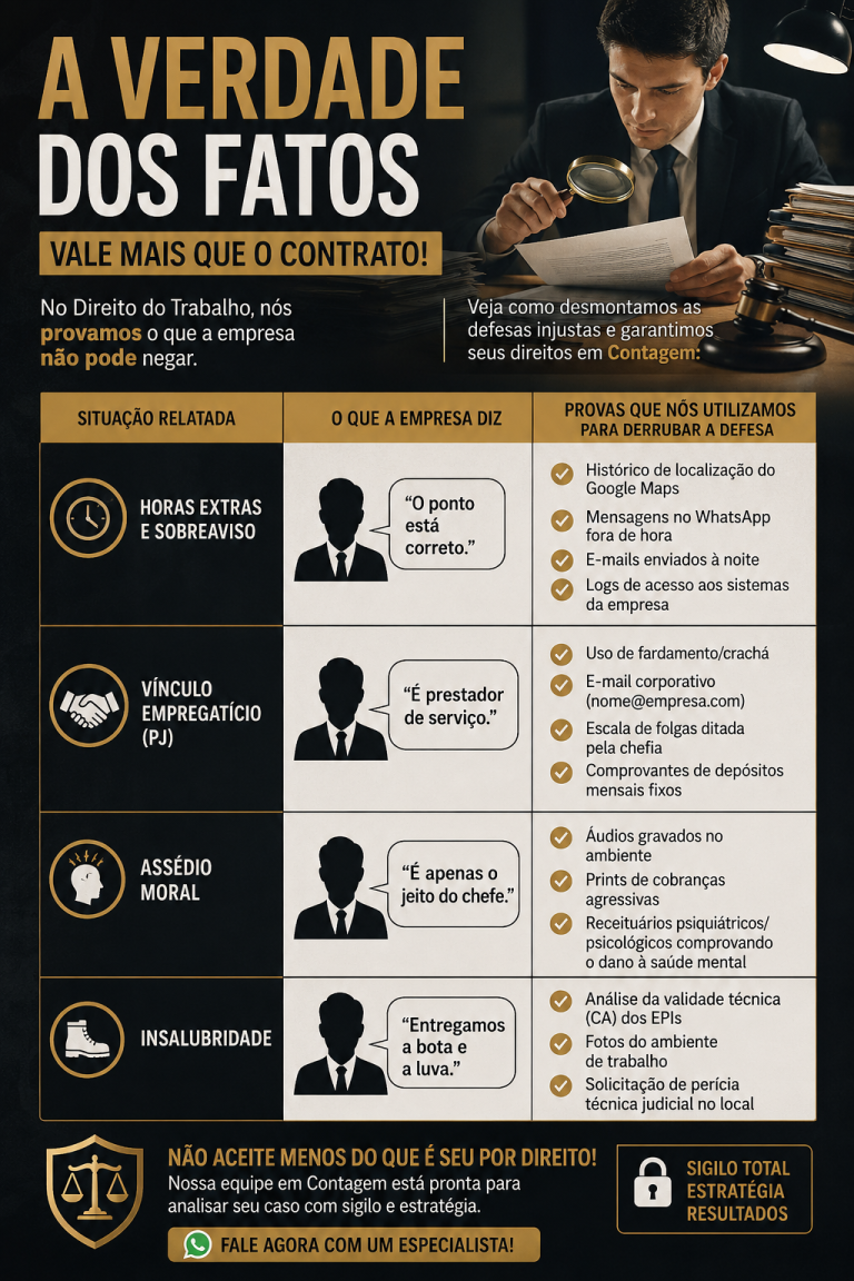 Provas no Direito do Trabalho utilizadas para contestar a defesa da empresa em Contagem